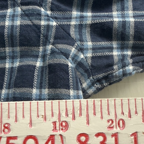 Faherty Tropical Cotton Shirt Mens M Blue Plaid Preppy Organic Cotton Huckberry - Picture 10 of 12